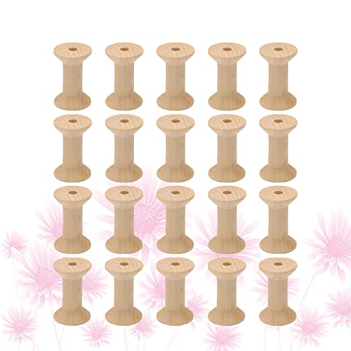 VILLCASE 60 Pcs Empty Thread Spools Wooden Thread Spools Glass Holder Yarn Kit Weaving Kit Thread Stand Thread Spools Empty Wood Spools Wire VILLCASE