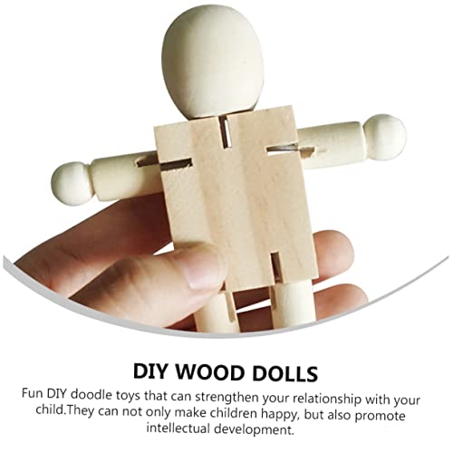 EXCEART 3pcs White Embryo Robot Peg People Kit Unfinished Robot Unfinished Peg Dolls Peg People Toys Blank Peg People Craft Blank Wood Doll Figures EXCEART