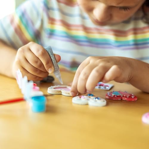 Melissa & Doug Created by Me! Wooden Heart Magnets Craft Kit (4 Designs, 4 Paints, Stickers, Glitter Glue) 8.75 x 5 Melissa & Doug