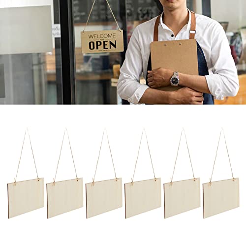 Unfinished Hanging Wood Sign,6Pack Blank Wooden Signs for Crafts,Decorative Wood Plaque Wooden Slices Banners with Holes Ropes for Coffee Shop HERCHR