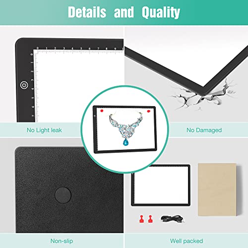comzler Light Board, A4 Tracing Light Box, Magnetic Light Pad, Light Table for Tracing, LED Light Drawing Board, Sketch Pad LED Light Drawing Pad, comzler