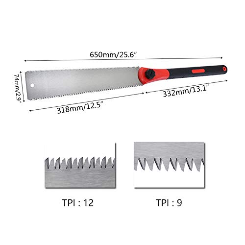 Meichoon Japanese Style Hand Saw - Double Edge Pull Saw Interchangeable Flush Cut Saw 12.5 Inch Flexible Blade Handsaw for Woodworking DC718 Meichoon