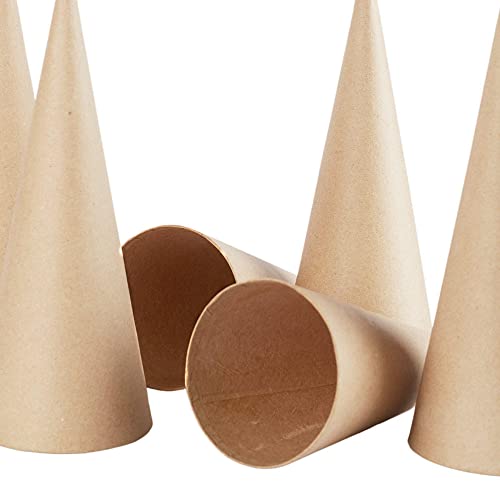 Factory Direct Craft Open Bottom Paper Mache Cones - Pack of 6 Cardboard Papier Mache Cones for DIY Crafts, Gnomes, Holiday Angels, Christmas Trees Factory Direct Craft