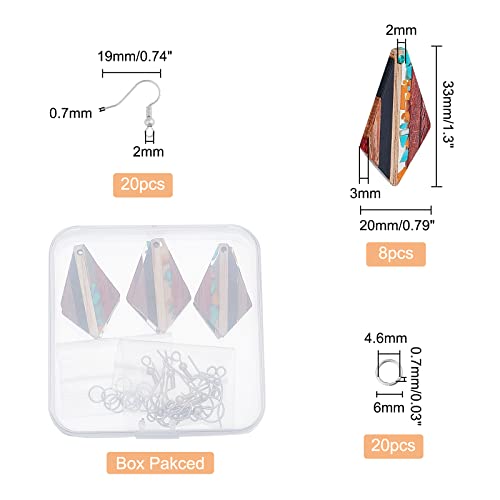 OLYCRAFT 48 Pcs Resin Wood Earring Pendants Rhombus Vintage Wood Earring Charms Resin Wood Jewelry Findings Wooden Dangle Earring Making Kit for OLYCRAFT