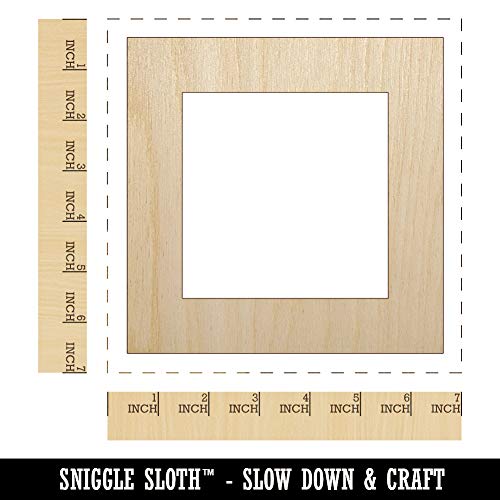 Square Box Frame Unfinished Wood Shape Piece Cutout for DIY Craft Projects - 1/4 Inch Thick - 6.25 Inch Size Sniggle Sloth