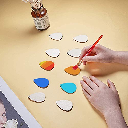 SUNNYCLUE 300Pcs 5 Shapes Unfinished Wooden Earrings Blanks Kit Unfinished Wood Large Charms Pendants Blank with Hole with 100Pcs Earring Hooks SUNNYCLUE