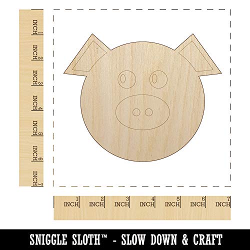 Cute Pig Face Unfinished Wood Shape Piece Cutout for DIY Craft Projects - 1/8 Inch Thick - 6.25 Inch Size Sniggle Sloth