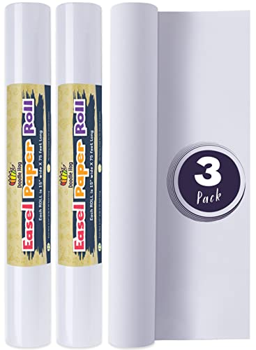 Incredible Value Bundle 3 Pack Easel Paper Roll Fits Most Standard Kids, 15-24 Inch-Wide Easels and Dispenser, for Crafting Activity and Painting, DOODLE HOG