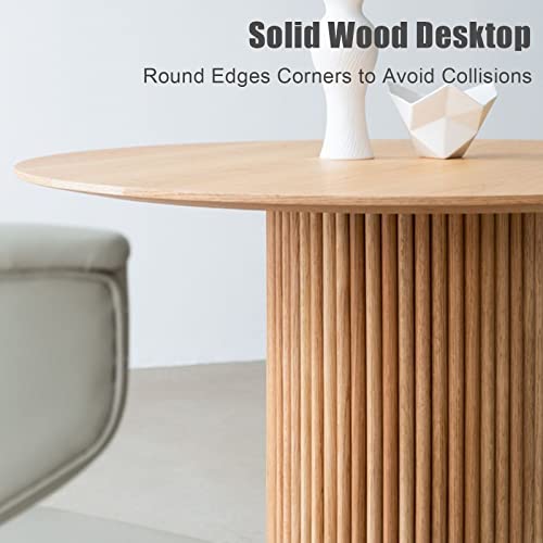 QQXX Round Pine Solid Wood Dining Table,Simplicity Kitchen Table with Wooden Pedestal Base,Leisure Coffee Table Dining Room Table Restaurant QQXX