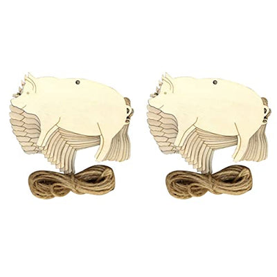 Abaodam 20Pcs Pig Shape Wooden Cutout Hanging Ornaments Unfinished Wood Tags DIY Wooden Crafts Blank Wooden Label Tags with Ropes for Home Decor
