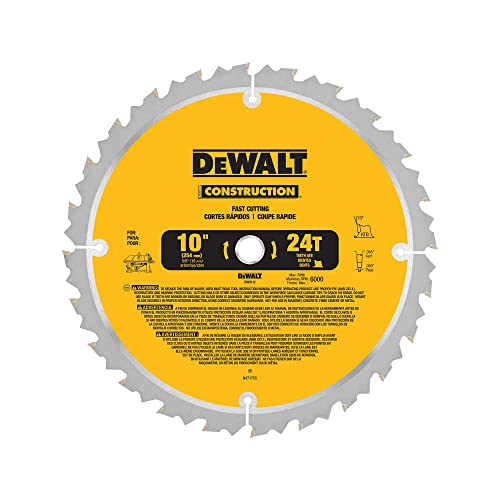 DEWALT 10-Inch Miter / Table Saw Blade, ATB, Thin Kerf, 5/8-Inch Arbor, 24-Tooth (DW3112) DEWALT