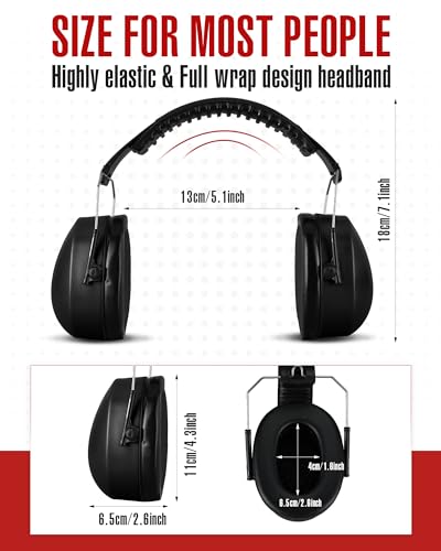 Copkim 12 Pcs Hearing Protection Ear Muffs NRR 28dB Noise Reduction Headphones Shooting Ear Protection Earmuffs(Black) Copkim