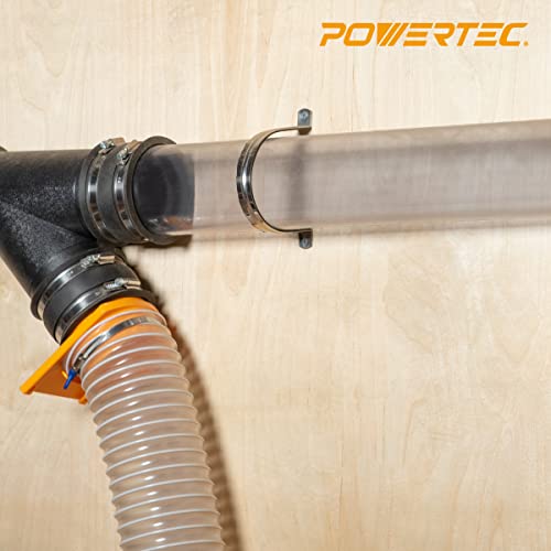 POWERTEC 70272V Clear PVC Pipe 4" x 36" Long, 1PK, Rigid Plastic Tubing for Dust Collection Hose & Fittings POWERTEC