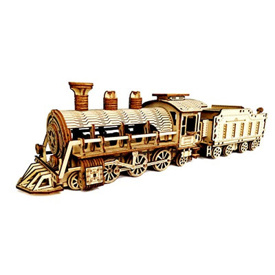 Express Train - DIY 3D Wooden Puzzle Model Kit - Laser Cut Wooden Puzzle Craft Kit, Brain Teaser Educational Building Model Toy for Kids -Mechanical