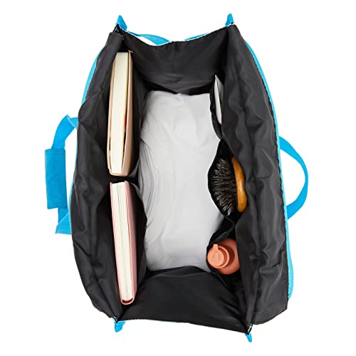 Juvale Large Utility Tote Bag with Pockets, Compartments, and Zip Top for Teachers, Nurses, Crafts, Travel Organization (Light Blue, 14.5 x 10.5 x 6 Juvale
