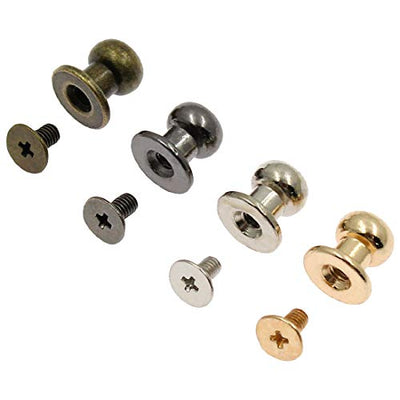 Kyuionty 60 Sets Chicago 8mm Round Head Button Phillips Screw Stud Rivet, 4 Colors Leather Rivets Craft Belt for DIY Craft Leather Craft Repairs