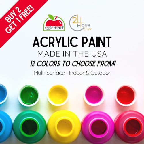 Apple Barrel Acrylic Paint | 2 oz | Satin Multi-Surface Craft Paint | MADE IN THE USA | Non-Toxic | Safe for Indoor & Outdoor Use | 12 Colors True 24 Hour Crafts