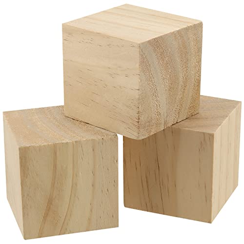 KEILEOHO 10 PCS 2.5 Inch Wooden Blocks, Unfinished Wooden Cubes, Solid Blank Square Blocks for Crafts, Painting, Puzzle Making, Decorating, DIY KEILEOHO