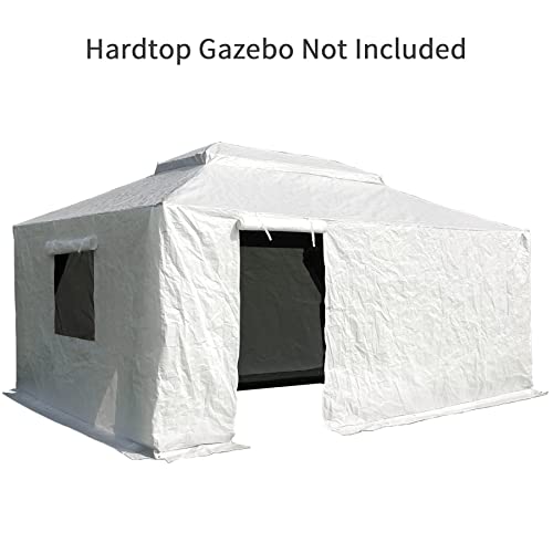 Gazebo Accessories 12' x 20' Universal Winter Cover for Hardtop Gazebos,Enclosed Cover with Sidewalls and Mesh Windows Waterproof(White by domi domi outdoor living