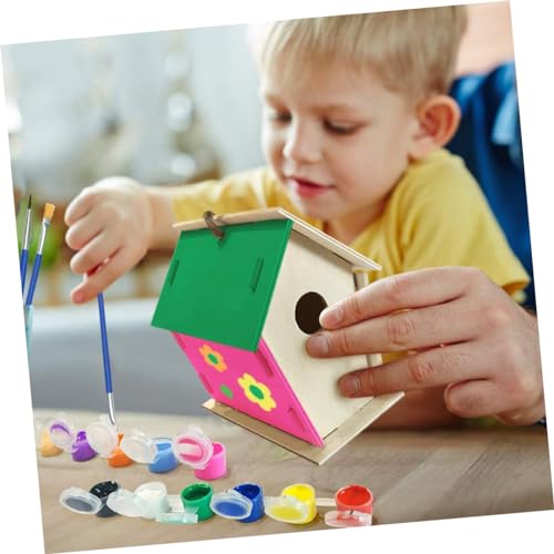 SEWACC 1 Set Lanyard House Wind Chime Ornament Wooden Arts Kits Wind Chime Kit Kids Craft Unfinished Arts Kits Wind Chime Pendant The Brush Painted SEWACC