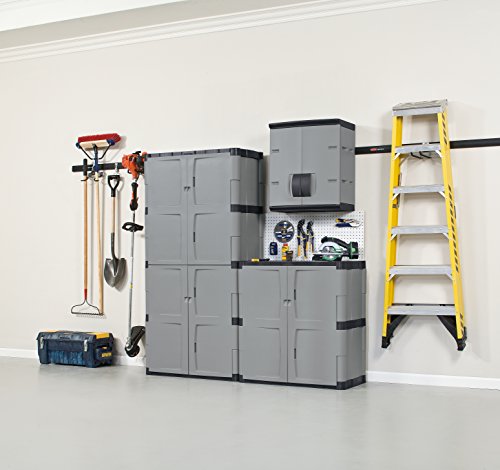 Rubbermaid Freestanding Storage Cabinet, Five Shelf with Double Doors, Lockable, Large, 690-Pound Capacity, Gray, For Garage/Outdoor, Garden Rubbermaid