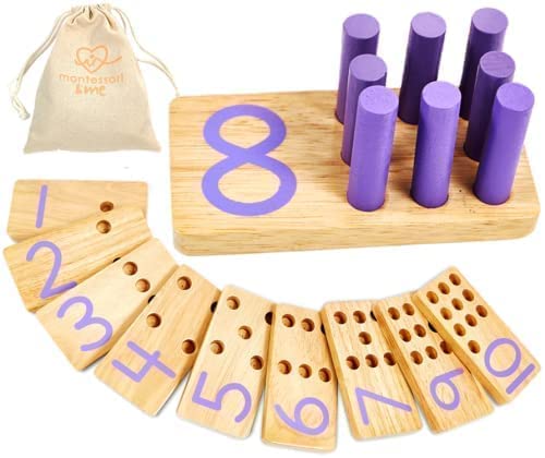 Counting Peg Board | Montessori Math and Numbers for Kids | Wooden Math Manipulatives Materials Montessori & Me