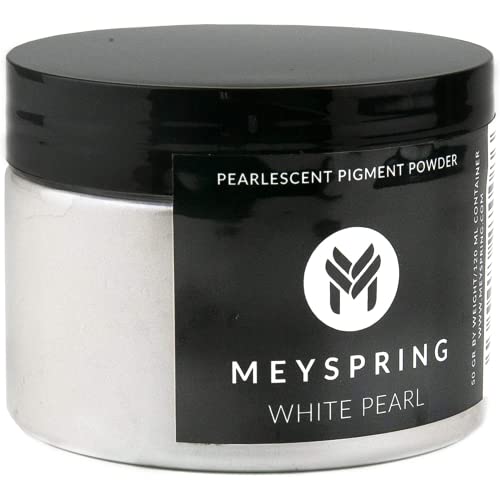 MEYSPRING White Pearl Mica Powder - 50g - White Resin Pigment - White Mica Powder for Epoxy Resin Art - White Epoxy Pigment and UV Resin Dye - Mica MEYSPRING