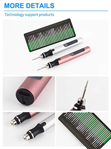 Rechargeable cordless Electric Micro Engraver Pen Mini DIY Engraving Tool Kit for Metal Glass Ceramic Plastic Wood Jewelry with 30 Bits and 16 Ryoma