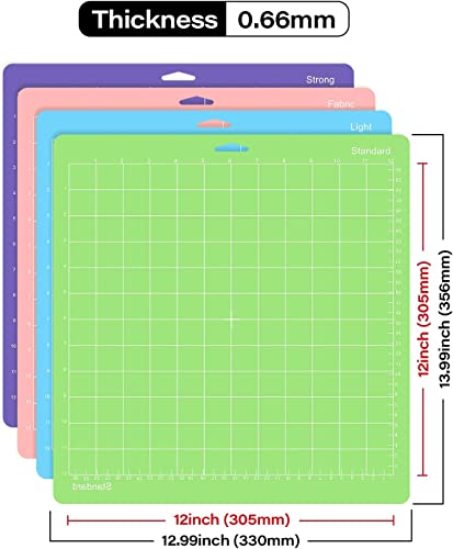 Gwybkq Cutting Mat for Cricut Maker 3/Maker/Explore 3/Air 2/Air/One 4 Pack 12x12 VarietyGrip Cut Replacement Accessories Green/Blue/Purple/Pink Card Gwybkq
