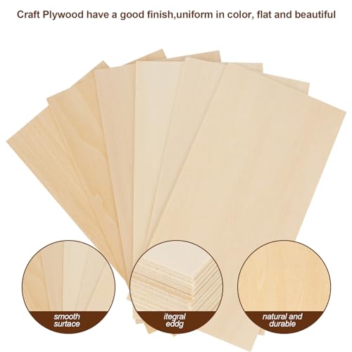 6 Pack Basswood Sheets for Crafts - 12 x 16 x 1/8 Inch - 3mm Thick Large Plywood Sheets Unfinished Bass Wood Boards for Laser Cutting, Wood Burning PONGJA