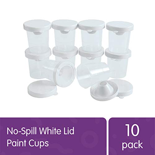 Colorations No-Spill White Lid Tempera Paint Cups for Kids Value Classroom Pack Painting Supply (10 pack), Model:10WPC Colorations