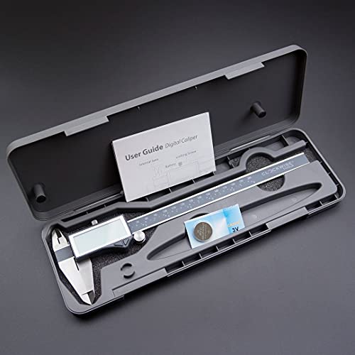 Clockwise Tools IP54 Grade Digital Caliper, DCLR-0805 0-8" /200mm, Inch/Metric/Fractions Conversion, Stainless Steel, Large LCD Screen Clockwise Tools
