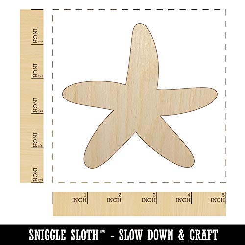 Starfish Solid Tropical Beach Unfinished Wood Shape Piece Cutout for DIY Craft Projects - 1/4 Inch Thick - 4.70 Inch Size Sniggle Sloth