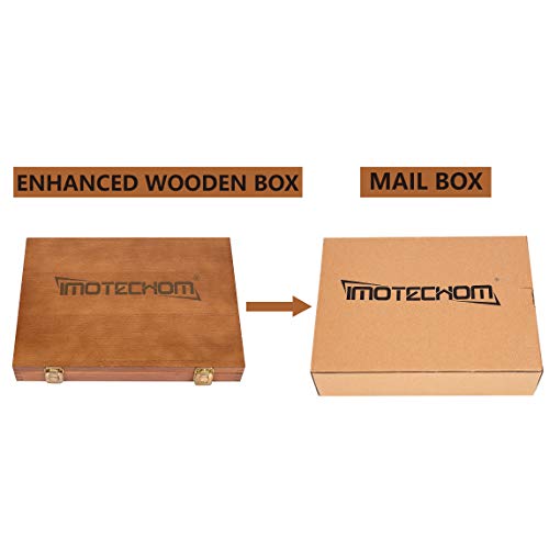 IMOTECHOM 10-Pieces Woodworking Wood Chisel Set with Wooden Box, Honing Guide, Sharpening Stone, Razor Sharp CR-V 60 Steel Blades IMOTECHOM