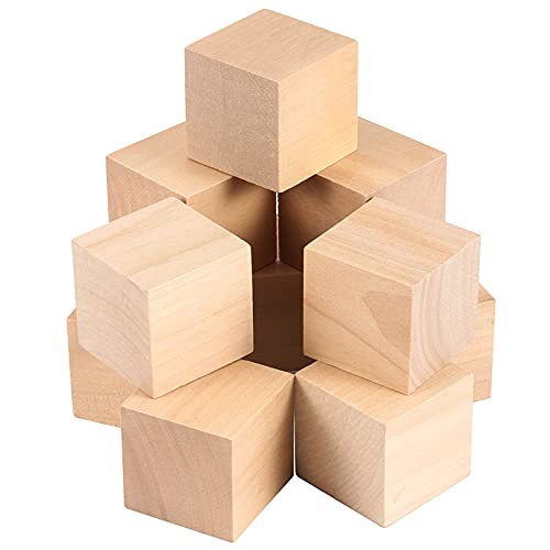 HOIGON 20 PCS 2 Inch Wooden Cubes Unfinished Wood Blocks, Natural Premium Square Blank Wooden Block for Craft Decorating Puzzle Painting Making DIY HOIGON