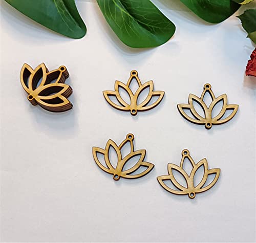 30pcs of Lotus Shape Cutout Wood Earrings Blanks,DIY Unfinished Laser Cut Crafts,Wood Jewelry Accessories (2'') Yuxuanish