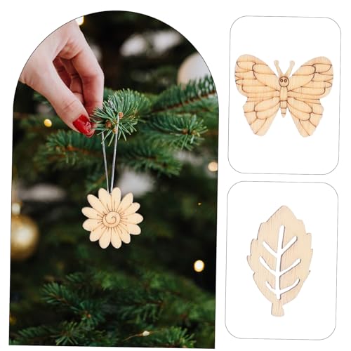Yardenfun 100pcs Christmas Wood Chips Unfinished Wood Slice Paintable Christmas Ornaments Holiday Tree Decoration Birthday Decoration for Girl DIY Yardenfun
