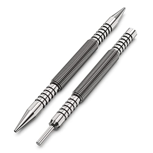 Glieskir Spring Loaded Nail Set Tools,2-PCS Dual Head Nail Setter and Hinge Pin Punch Set, Hammerless 1/16″& 3/32″Spring Nail Set, Super Strong Force Glieskir