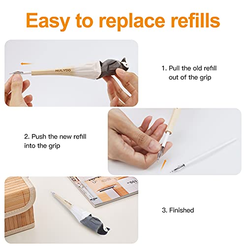 NULYDO 100% Handmade Wood Carved Animal Gel Pen | Baby Penguin, Cute Stationary School Supply Office Supply, Fun Pen Novelty Writing Pen, Unique Gift NULYDO