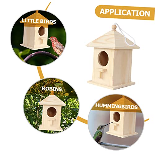 SUPVOX Bird Nest Wooden Bird Houses Bird Houses for Outside Unfinished Wood Birdhouse Hanging Birdhouse Hanging Bird House Bird Feeder Hanging Pet SUPVOX