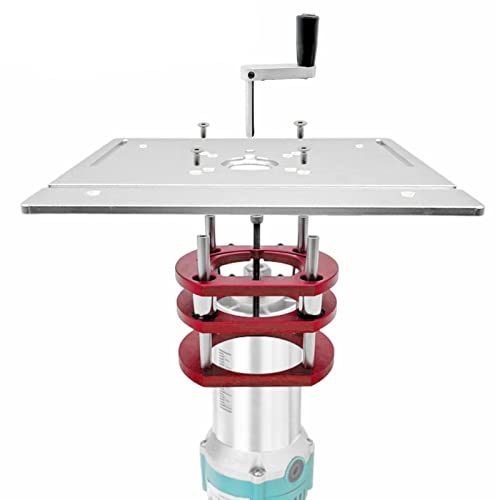 Router Lift System Full Installation Set, Aluminum Woodworking Insert Base Plate for Router Table Saw, Metal Router Lift System Kit (Silver) Fafeicy