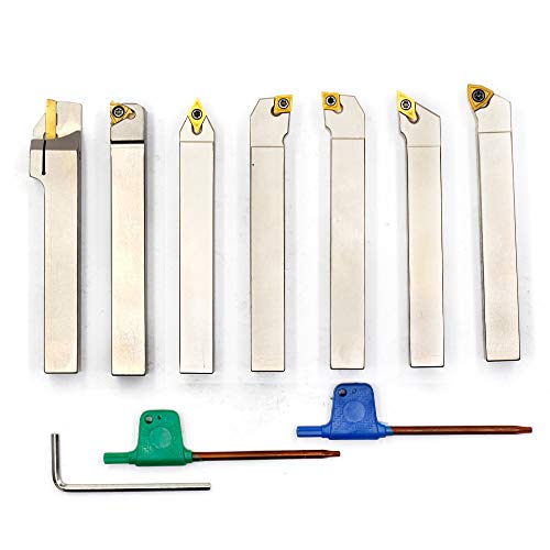 OSCARBIDE Nickel Plated 1/2"Shank Indexable Lathe Turning Holder 7 Pieces/Set,Heavy-Duty CNC Metal Lathe Cutting Tools for Turning Grooving Threading OSCARBIDE