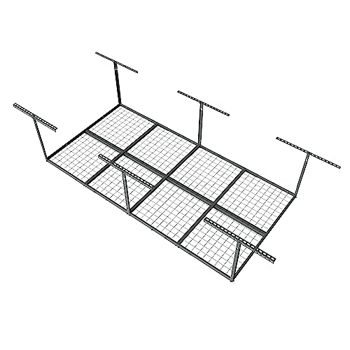 Everest Max 4 x 8 Overhead Garage Storage Rack, Heavy Duty Shelving, Adjustable Garage Storage Home Organization Storage Rack, 750lbs Weight Everest