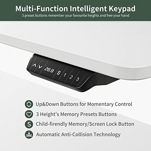 FEZIBO Standing Desk with Keyboard Tray, 55 × 24 Inches Electric Height Adjustable Desk, Sit Stand Up Desk, Computer Office Desk, White FEZIBO