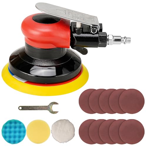 5" Air Random Orbital Sander Pneumatic Palm Sander Da Sander With 10 Pcs Sandpapers 3Pcs Polishing Pads Buffing Pads Kit for Sanding, Finishing, NuoDunco