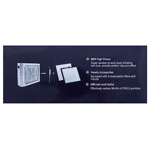 BRANTMAKER Nail Dust Collector with Brush and 2 Reusable Filters, 60W Vacuum Dust Fan for Acrylic Nails (Pink) BRANTMAKER