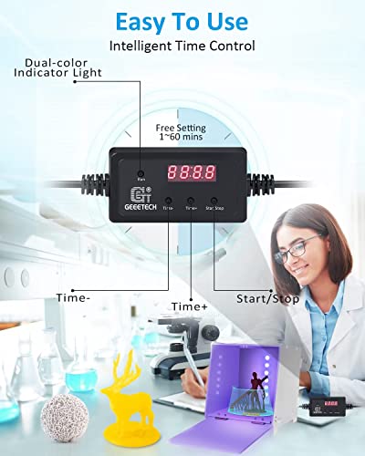 Geeetech UV Resin Curing Box with 360° Turntable 405nm UV Curing Light Station for UV Models Intelligent Time Control UV Cure Station Suitable for Geeetech