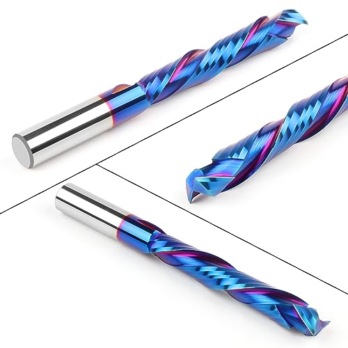 EANOSIC Compression Spiral Router Bit 1/2 Inch Shank, Extra Long 5 Inch Overall Length, 3 Inch Cutting Length, UP&Down CNC Router Bits for EANOSIC