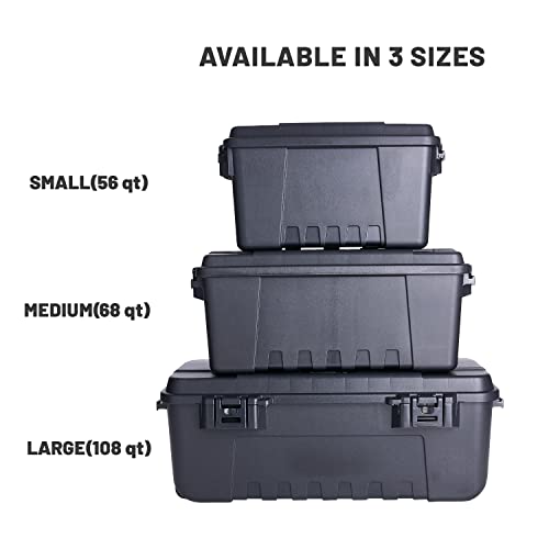 Plano Sportsman Trunk with Wheels, Black, 108-Quart, Lockable Storage Box, Rolling Sportsman Trunk, Hunting Gear and Ammunition Bin, Heavy-Duty Plano