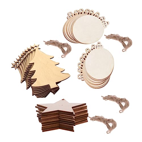 NOLITOY 80 Pcs Christmas Wooden Pendant Christmas Ornaments Unfinished Wood Slices Ornaments Paintable Christmas Hanging Ornaments Wooden Tree Cutout NOLITOY